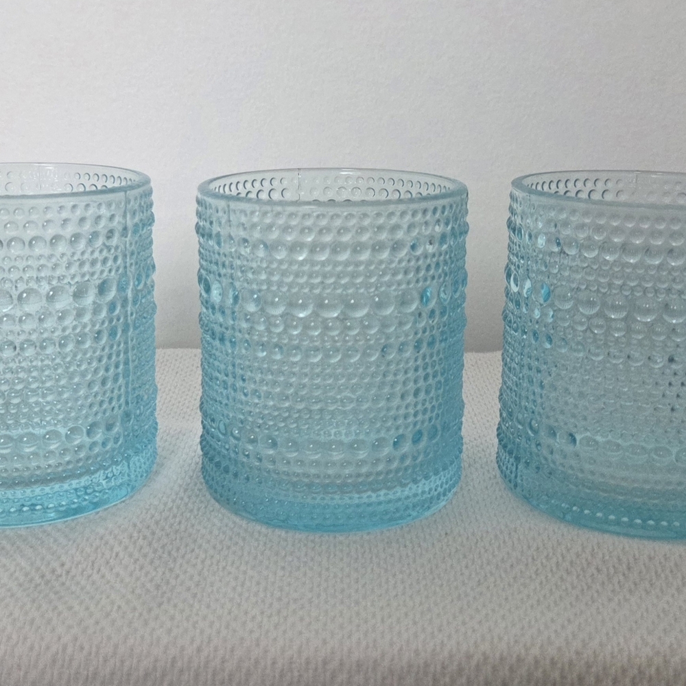 Elegant Blue Textured Glass Tumblers